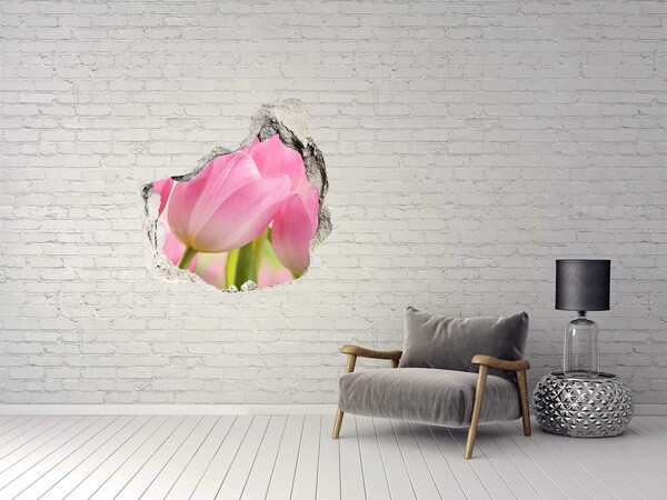 Vinilo adhesivo efecto agujero 3d para casa Un sueño floral detrás de la pared.