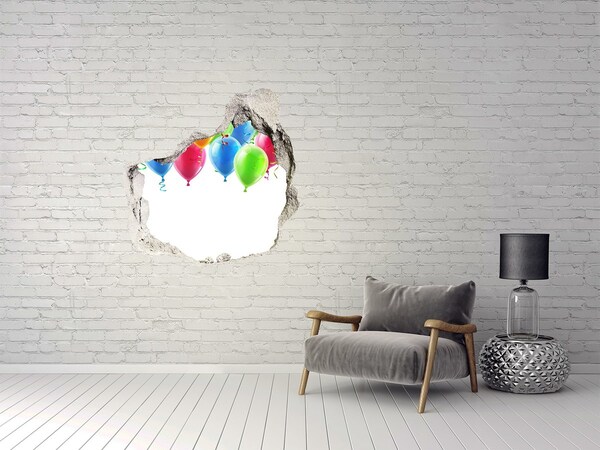 Pegatina efecto 3d pared rota decorativa Globos en un agujero en la pared