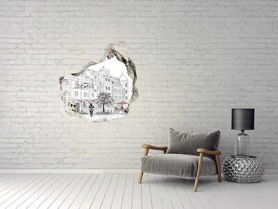 Dziura 3d fototapeta na ścianę Kawiarnia w europejskim stylu