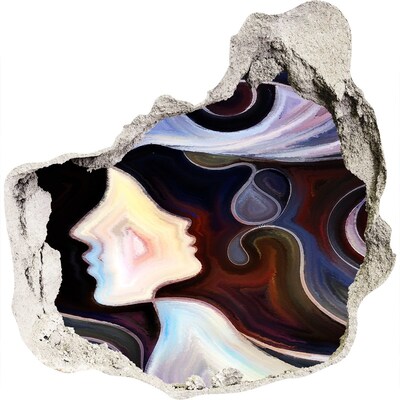 Vinilo decorativo boquete pared irregular Rostros en el caos de colores