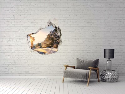 Vinilo decorativo boquete pared irregular Paisaje invernal en el bosque