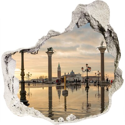 Vinilo adhesivo efecto agujero 3d para casa Venecia al amanecer