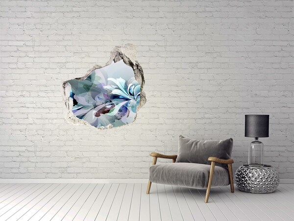 Vinilo decorativo boquete pared irregular Ilusión floral en hormigón