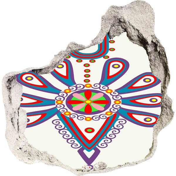 Pegatina efecto 3d pared rota decorativa Un patrón colorido sobre el fondo de una pared dañada.