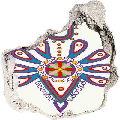 Dziura 3d fototapeta naklejka Kolorowy wzór na tle uszkodzonej ściany