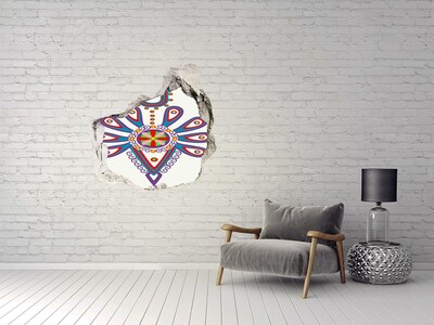 Pegatina efecto 3d pared rota decorativa Un patrón colorido sobre el fondo de una pared dañada.