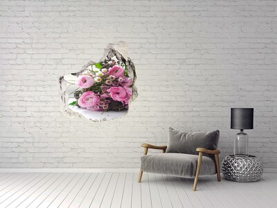 Vinilo adhesivo efecto agujero 3d para casa Ramo de flores de agujero en la pared