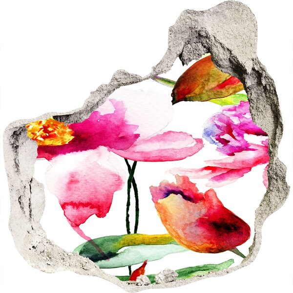 Vinilo adhesivo efecto agujero 3d para casa Jardín de flores detrás del muro