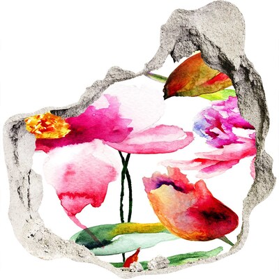 Vinilo adhesivo efecto agujero 3d para casa Jardín de flores detrás del muro