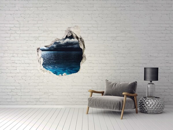 Vinilo adhesivo efecto agujero 3d para casa Vista nocturna del mar