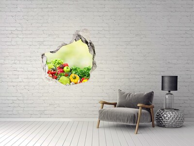 Vinilo decorativo boquete pared irregular Frutas y verduras en el huerto