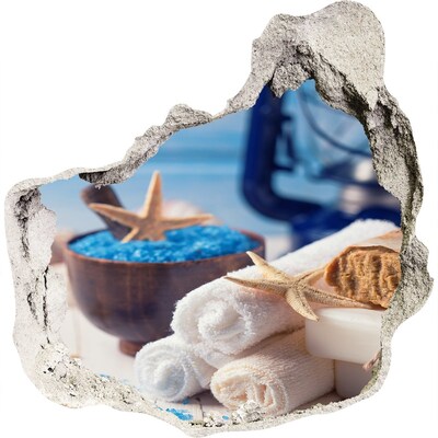 Pegatina efecto 3d pared rota decorativa Relájese en el spa junto al mar