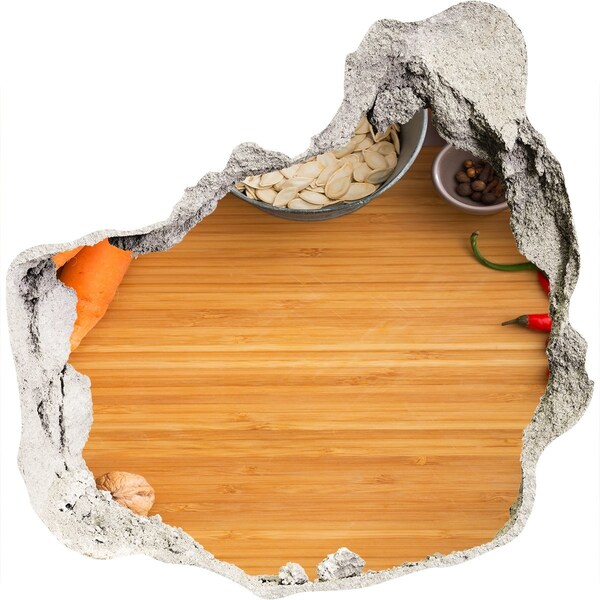 Pegatina pared rota trampantojo decorativo Vista de la cocina desde detrás de la pared.