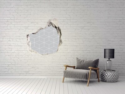 Pegatina efecto 3d pared rota decorativa Muro roto con fondo geométrico