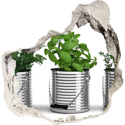 Vinilo adhesivo efecto agujero 3d para casa Jardín verde en macetas de metal