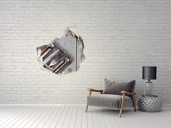 Vinilo adhesivo efecto agujero 3d para casa Un encantador comedor de estilo rústico.