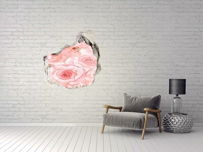 Vinilo adhesivo efecto agujero 3d para casa Un mural floral en un agujero en la pared.