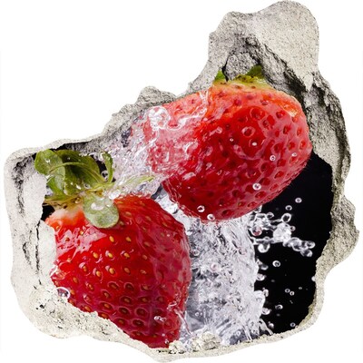 Pegatina efecto 3d pared rota decorativa Fresas jugosas en agua