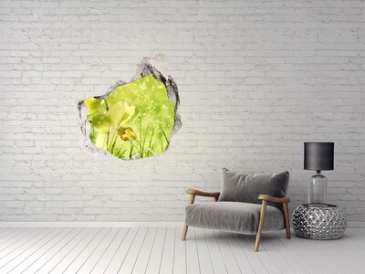 Vinilo adhesivo efecto agujero 3d para casa Un oasis floral en la vegetación.