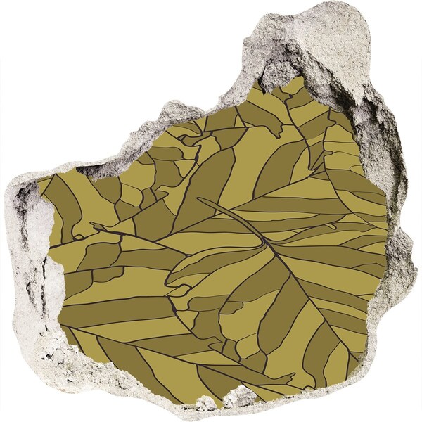 Pegatina efecto 3d pared rota decorativa Hojas en el hormigón