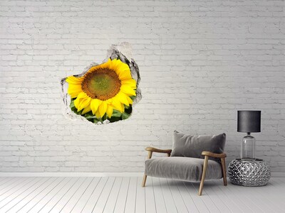 Pegatina efecto 3d pared rota decorativa Girasol en hormigón