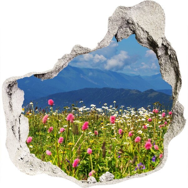 Vinilo adhesivo efecto agujero 3d para casa Paisaje floral de montaña