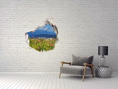 Vinilo adhesivo efecto agujero 3d para casa Paisaje floral de montaña