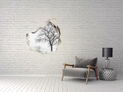 Vinilo decorativo boquete pared irregular Paisaje invernal con un árbol