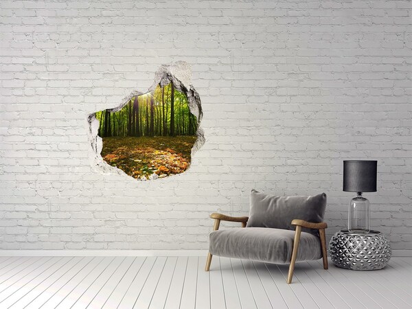 Vinilo decorativo boquete pared irregular Un oasis forestal bajo el sol