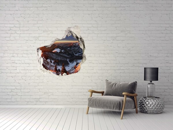 Vinilo adhesivo efecto agujero 3d para casa paisaje de montaña invernal