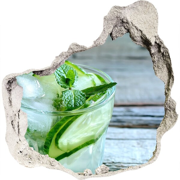 Vinilo decorativo boquete pared irregular Un cóctel refrescante con menta.