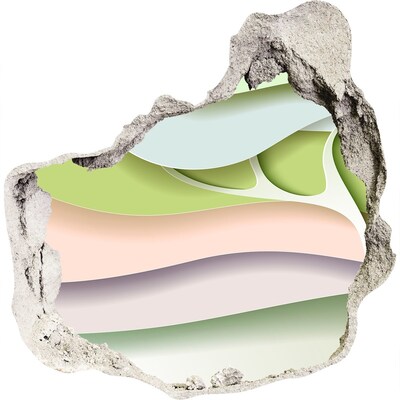 Vinilo decorativo boquete pared irregular Un muro roto con vistas al paisaje.