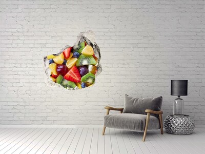 Pegatina efecto 3d pared rota decorativa Paraíso de frutas en hormigón