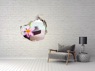 Vinilo adhesivo efecto agujero 3d para casa Flor en un agujero en la pared