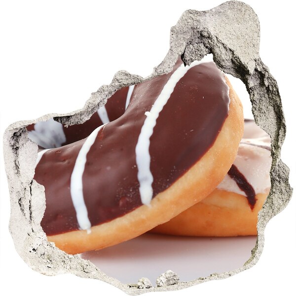 Pegatina efecto 3d pared rota decorativa Donas de chocolate en Hole in the Wall