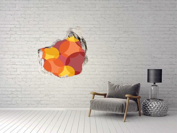 Pegatina pared rota trampantojo decorativo Círculos de colores sobre un fondo de hormigón.