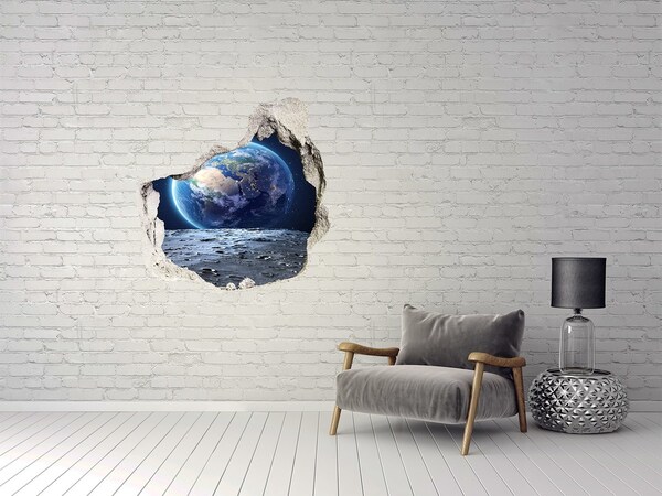 Vinilo adhesivo efecto agujero 3d para casa Vista desde la Luna a la Tierra