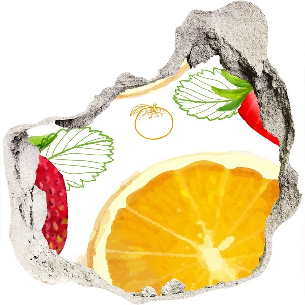 Vinilo adhesivo efecto agujero 3d para casa Paraíso afrutado en un agujero en la pared