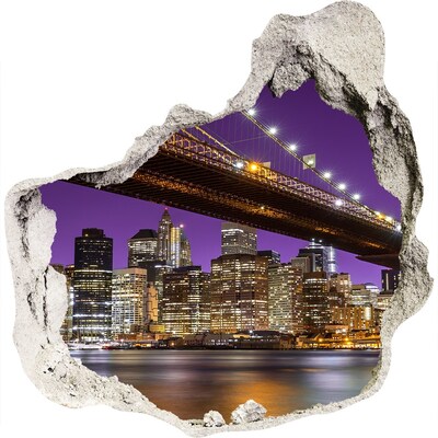 Vinilo adhesivo efecto agujero 3d para casa Puente de Brooklyn de noche