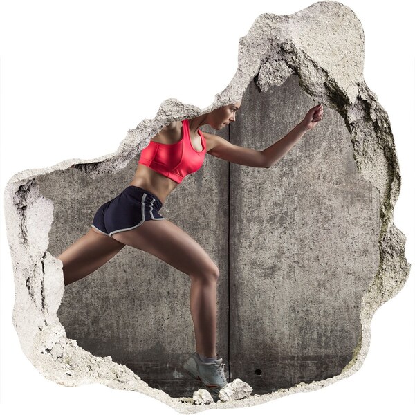 Foto zdjęcie dziura na ścianę Biegaczka w akcji