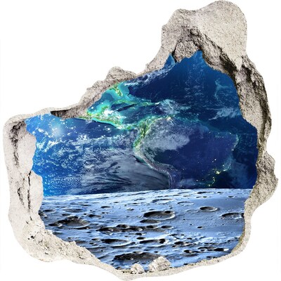 Vinilo adhesivo efecto agujero 3d para casa Vista cósmica desde un agujero en la pared.