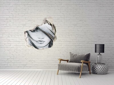 Pegatina efecto 3d pared rota decorativa Retrato en una pared en ruinas