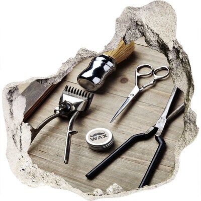 Fototapeta dziura na ścianę Warsztat fryzjerski