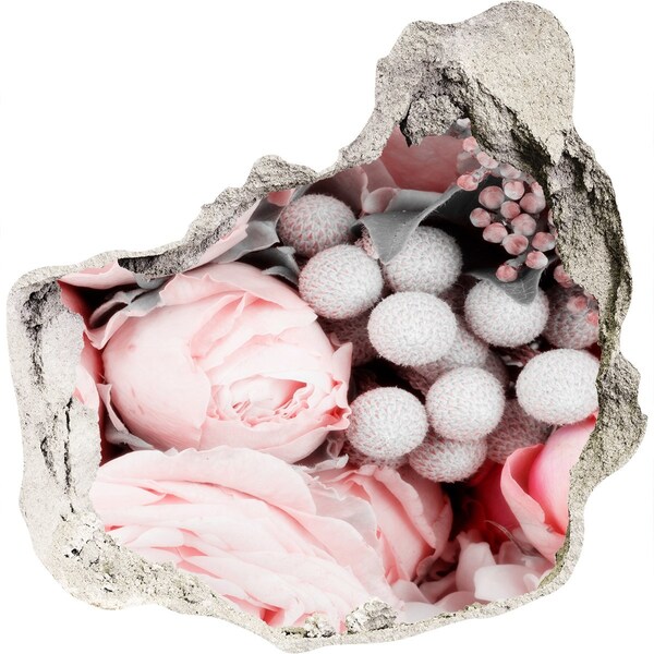 Vinilo decorativo boquete pared irregular Un paraíso de flores detrás del muro.