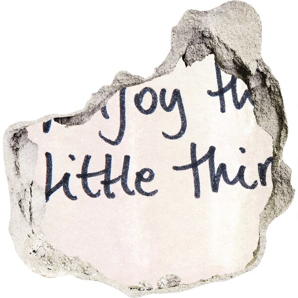 Pegatina efecto 3d pared rota decorativa Una pared dañada con una inscripción.