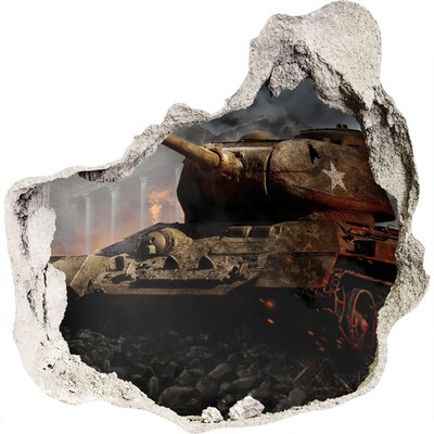 Vinilo adhesivo efecto agujero 3d para casa Tanque en las ruinas de la ciudad