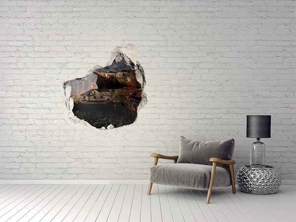 Vinilo adhesivo efecto agujero 3d para casa Tanque en las ruinas de la ciudad