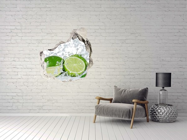Pegatina efecto 3d pared rota decorativa Limones en una explosión de agua