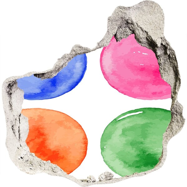 Fotoobraz dziura na ścianę Kolorowe kule w dziurze w ścianie