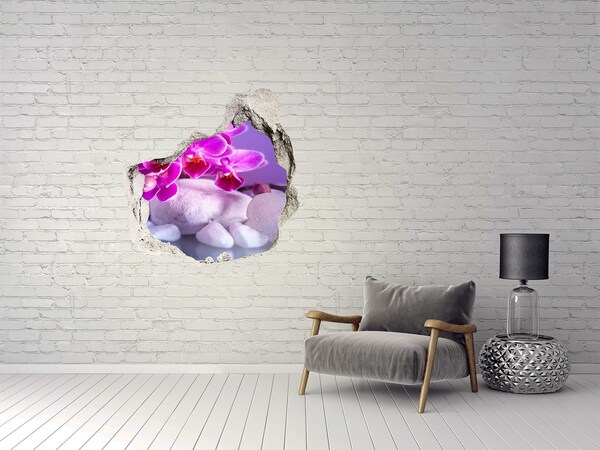 Vinilo adhesivo efecto agujero 3d para casa Paraíso de flores con piedras